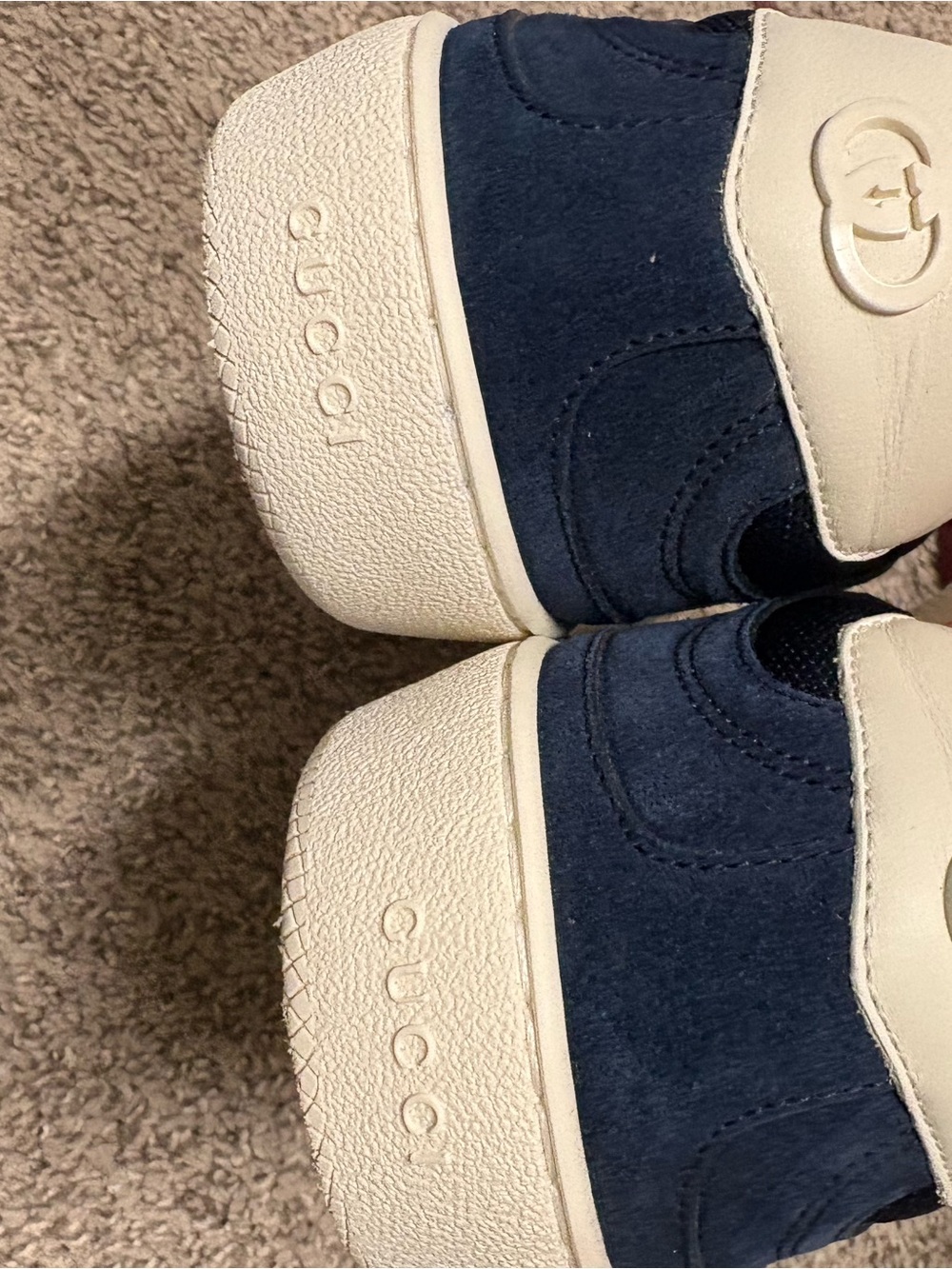 Gucci Men’s Suede Navy and White Low-Top Sneakers - Picture 4 of 8